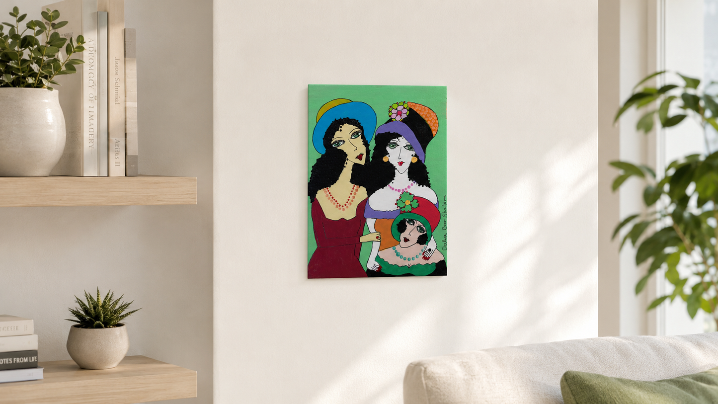 Hat Day by Dalia Bar Shalom shown displayed on a wall in a room setting