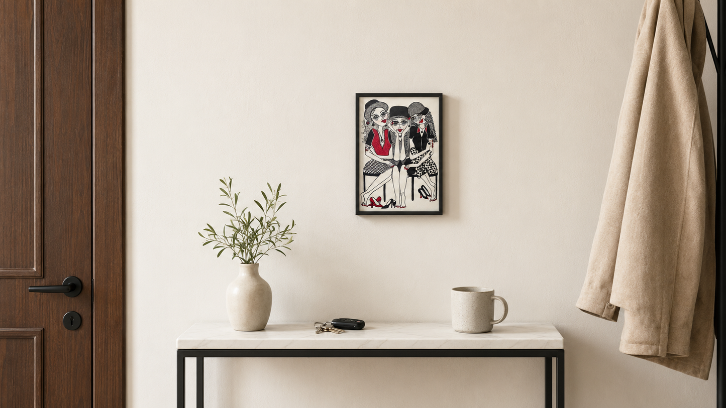 The Bench by Dalia Bar Shalom shown displayed on a wall in a room setting