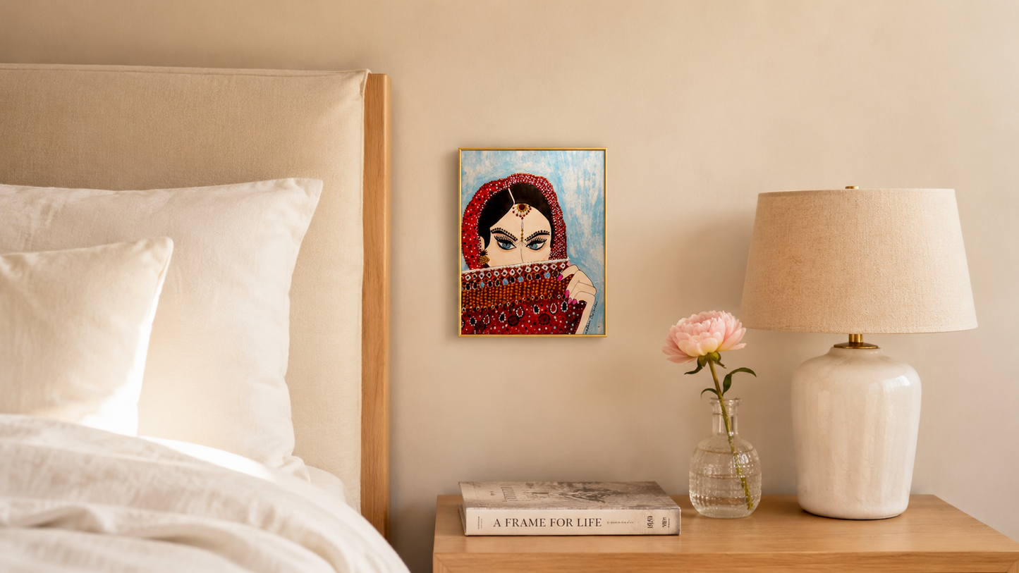 The Veil by Dalia Bar Shalom shown displayed on a wall in a room setting