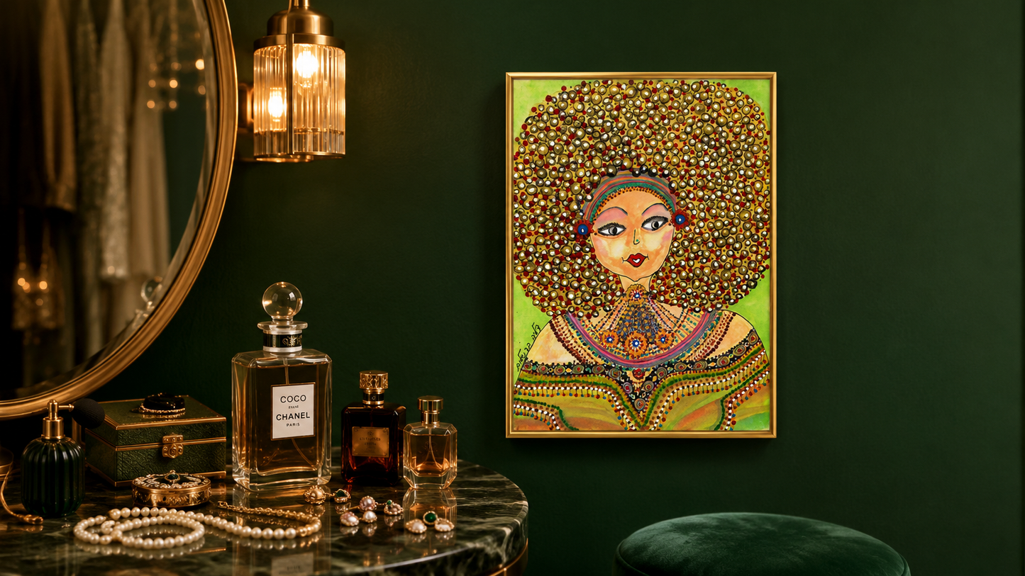 Golden Mane by Dalia Bar Shalom shown displayed on a wall in a room setting