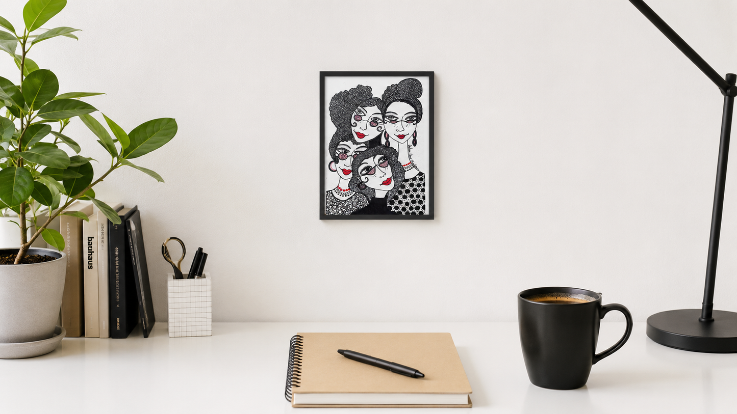 Four by Dalia Bar Shalom shown displayed on a wall in a room setting