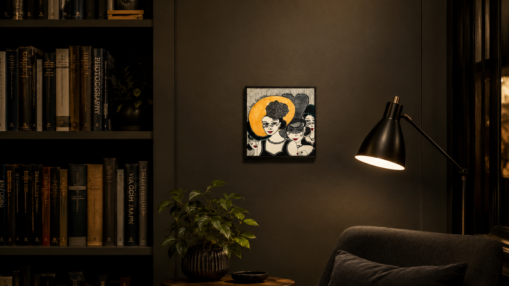 Masquerade by Dalia Bar Shalom shown displayed on a wall in a room setting