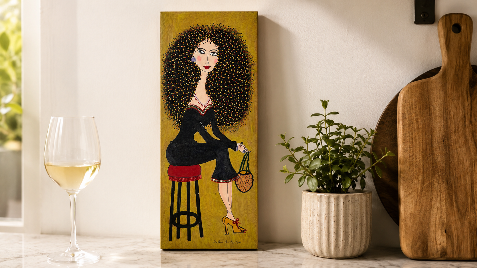 Waiting for No One by Dalia Bar Shalom shown displayed on a wall in a room setting