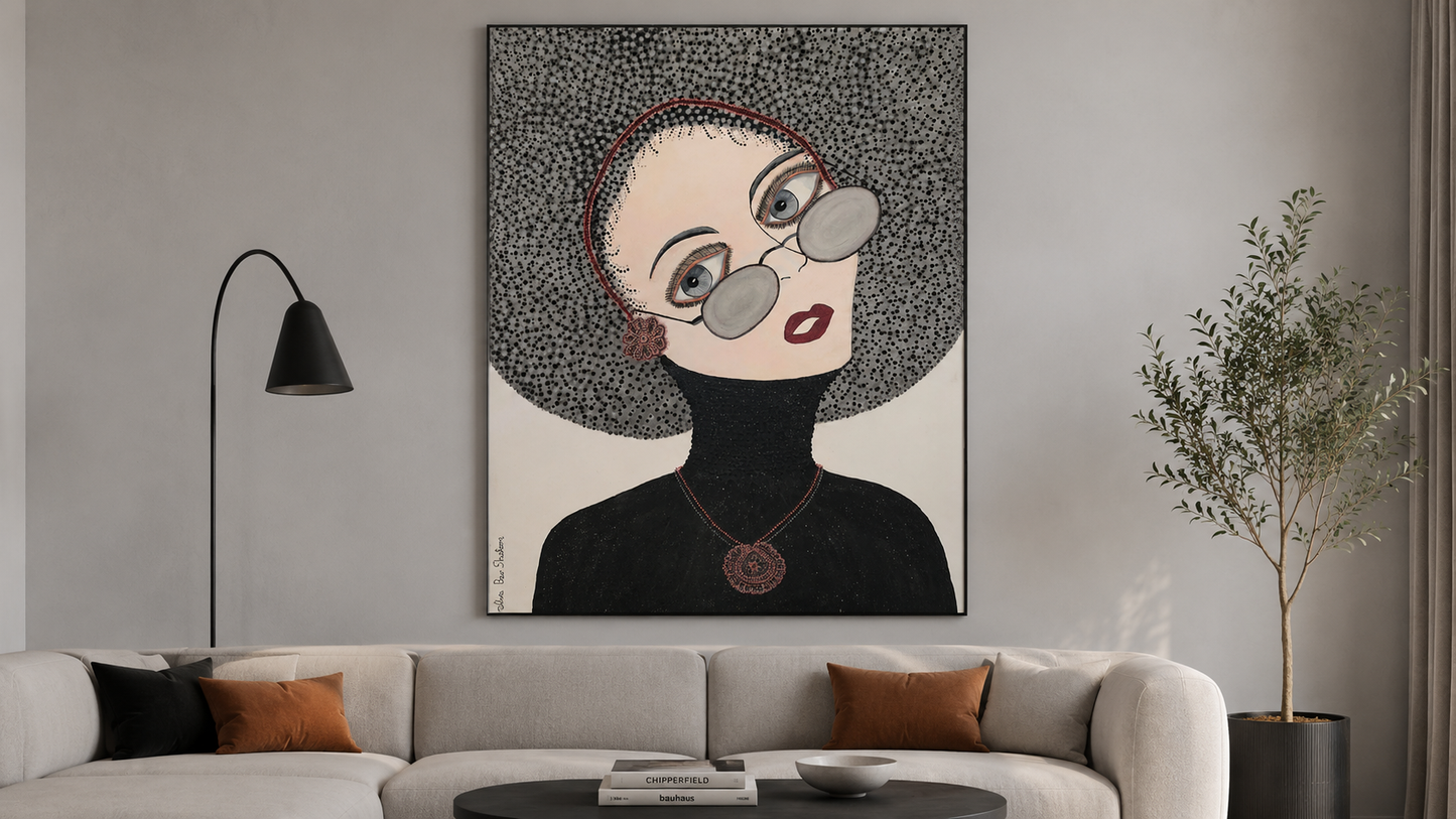 Her Look by Dalia Bar Shalom shown displayed on a wall in a room setting